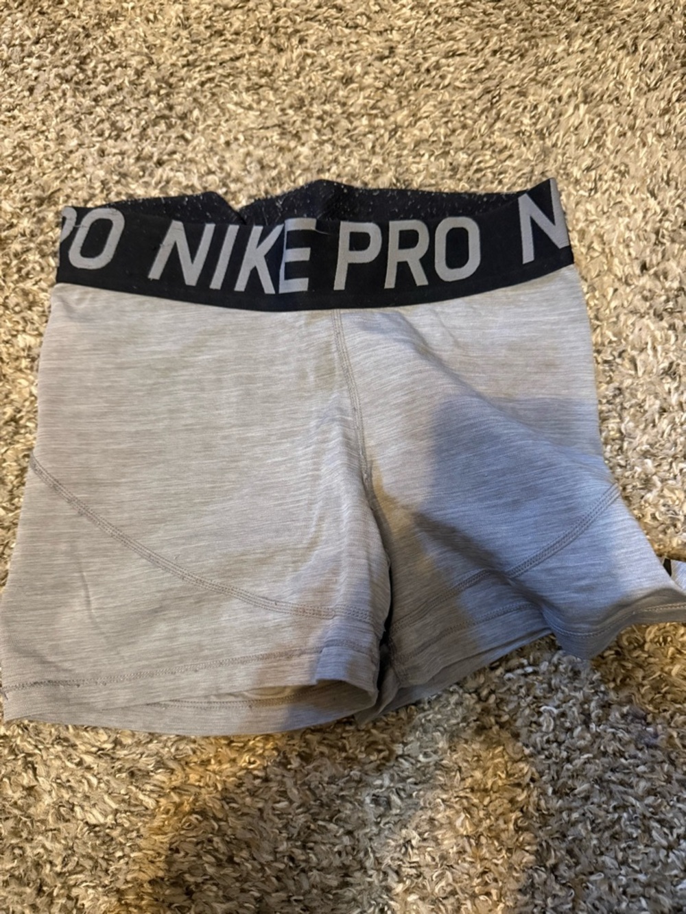 Nike Pro Gray Stretch Training Shorts with Black Waistband